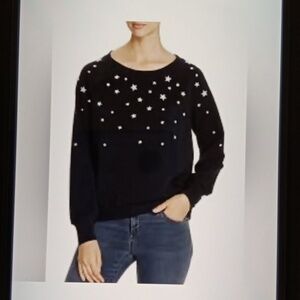 Billy T Black Sweater with Star Accents Pullover Crewneck Womens Medium